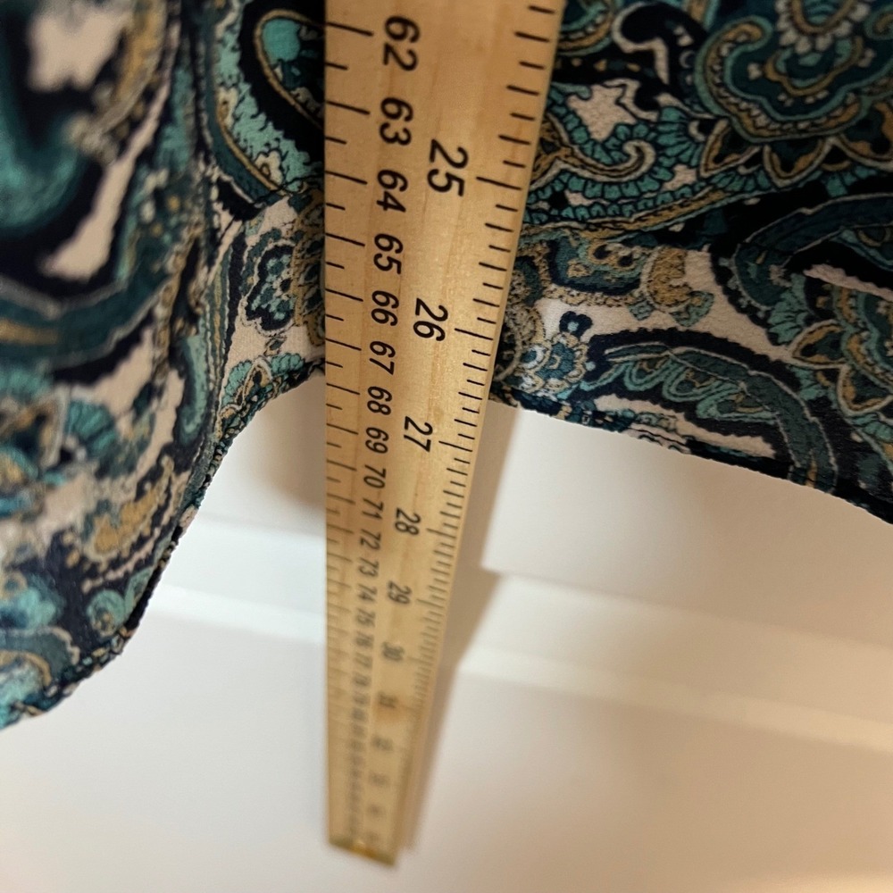 MICHAEL Michael Kors Cold Shoulder Paisley Blouse Top Teal Blue Women's M - Picture 7 of 9